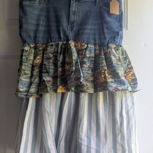 Denim and Floral Maxi Skirt